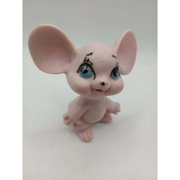 Vintage Brinns Pink Mouse Figurine Japan Pittsburg Pennsylvania Porcelain Bisque - Picture 1 of 8